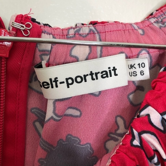 Self-Portrait Off The Shoulder Pleated Floral Mini Dress 6 - Picture 8 of 11